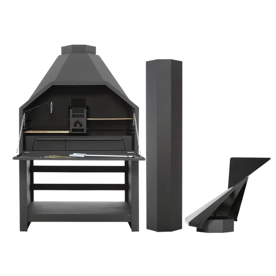 Home Fires 1200 Freestanding Braai including flues and cowl