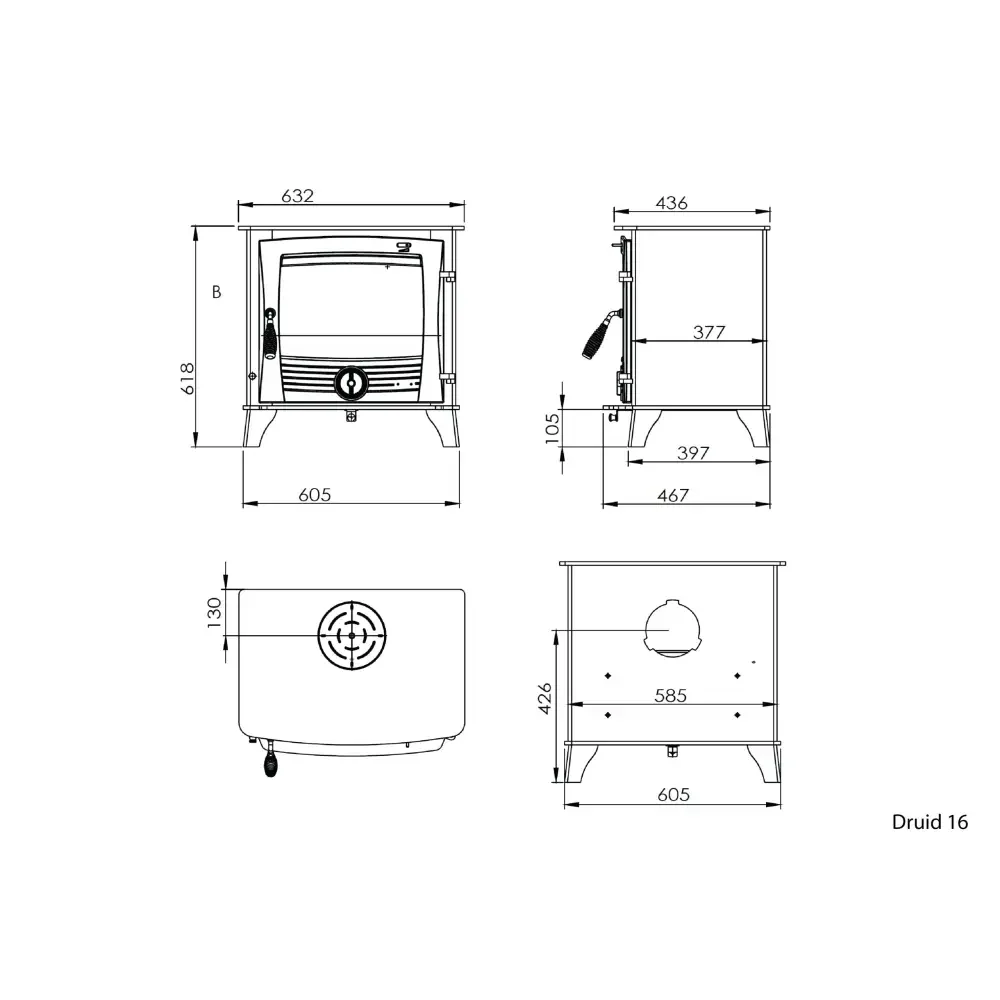 16 kW Henley Druid Multifuel Fireplace - Image 3