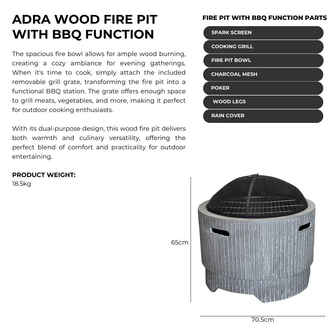 Adra Wood firepit with BBQ function - Image 2
