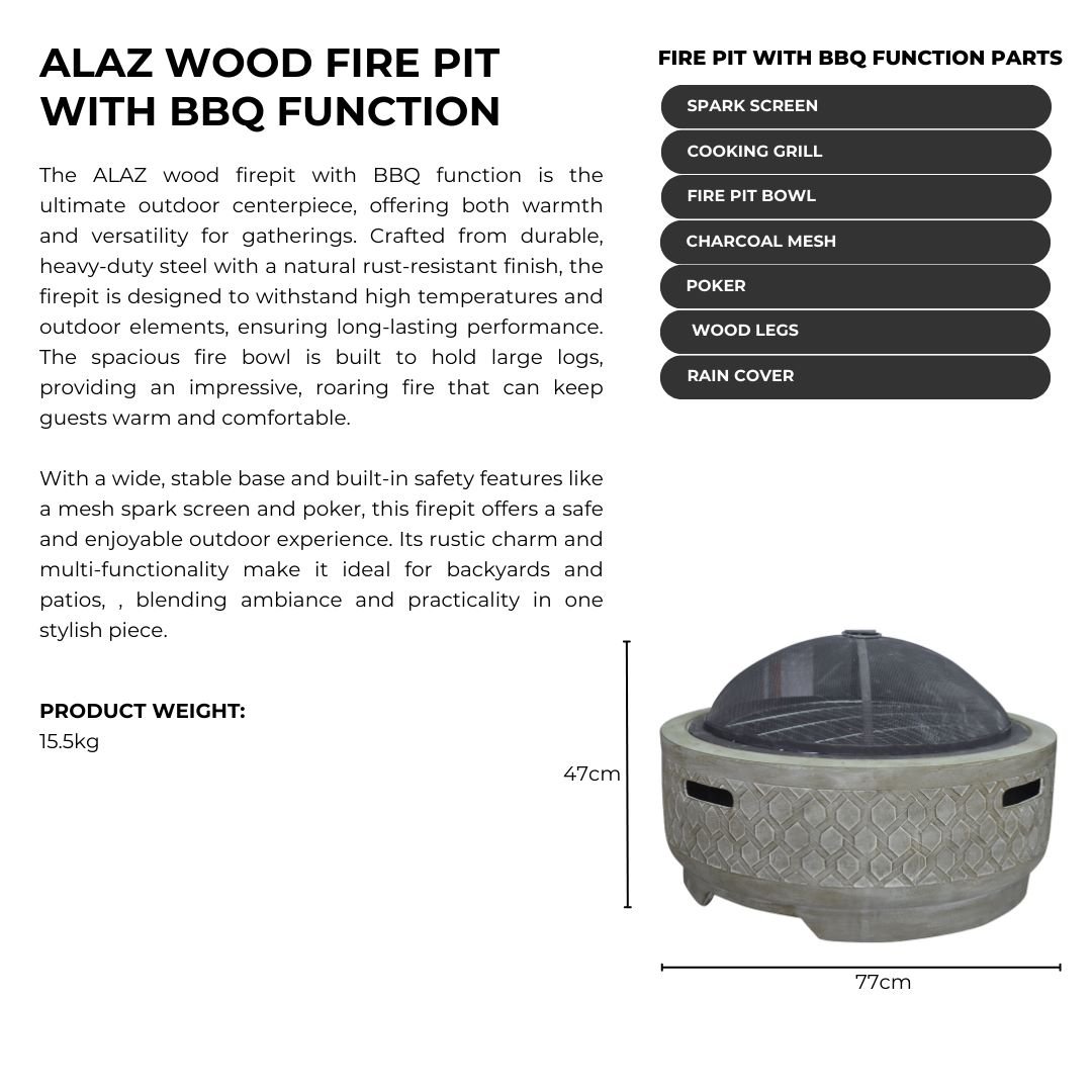 Alaz Wood Firepit with Braai function - Image 2